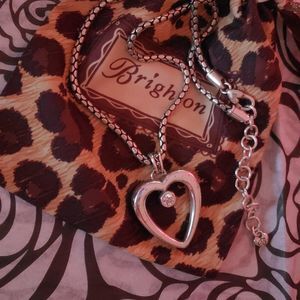 Vintage BRIGHTON Reversible Heart Pendant Crystal Necklace 😍